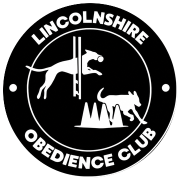 Lincolnshire Obedience Club badge showing two dogs competing in agility